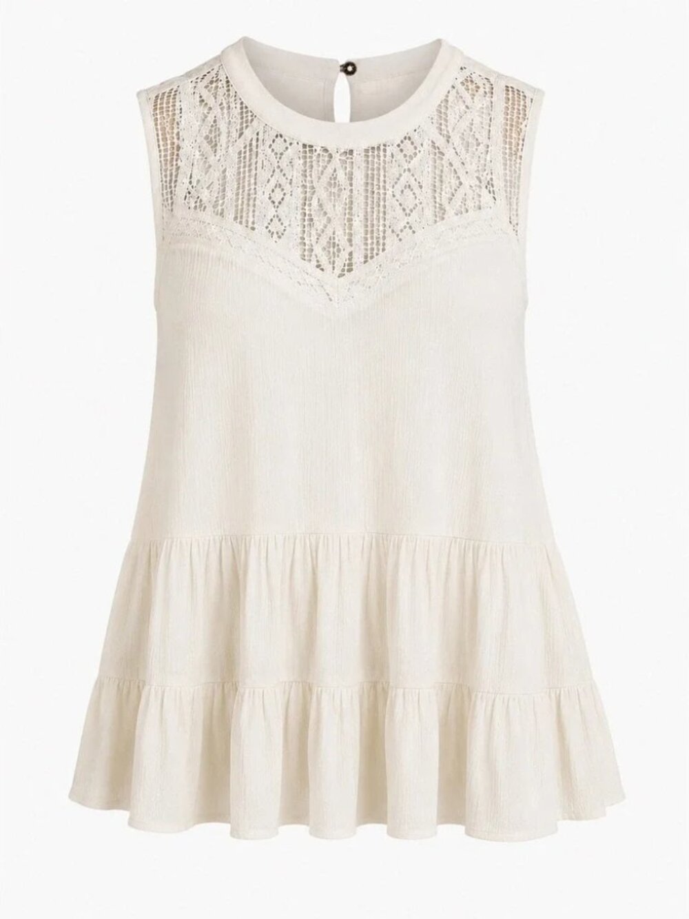 Maurices NWT Ivory Cream Off-White Lace Yoke Sleeveless Blouse Tank Top